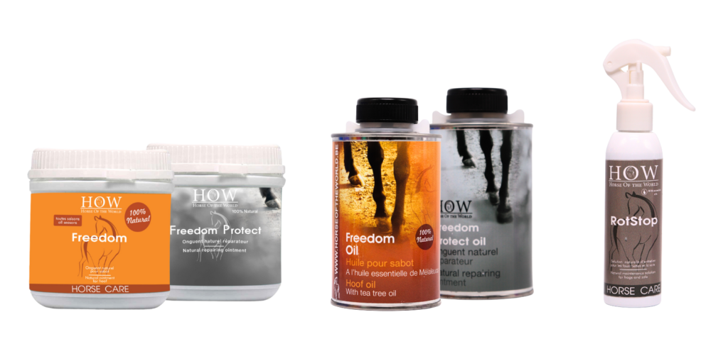 Présentation de la gamme de soins de sabots pour les produits Horse Of The World.