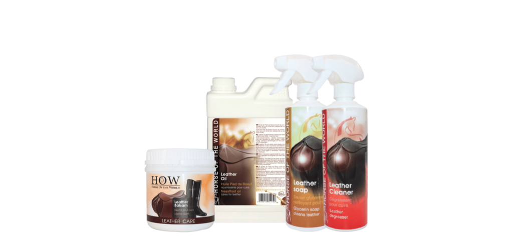 Présentation de la gamme de soins du cuir pour les produits Horse Of The World.